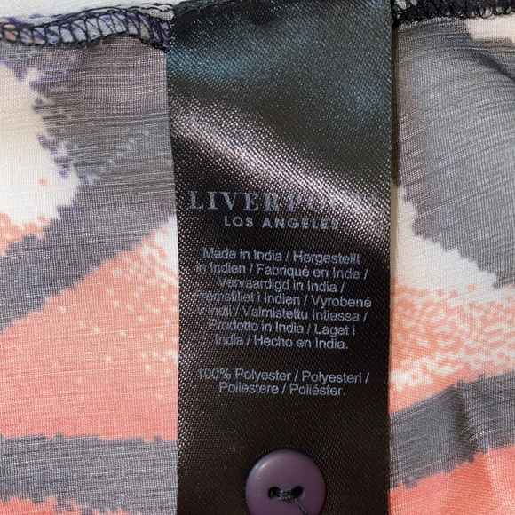 Liverpool Los Angeles Mariposa Print Long Sheer Blouse - Picture 6 of 6